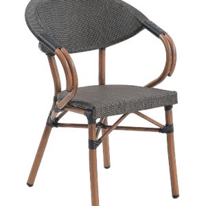 Sillón NERJA, apilable, aluminio, teslin marrón
