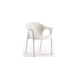 Sillón NILO, aluminio, apilable, polipropileno blanco
