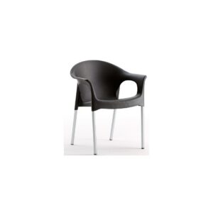 Sillón NILO, aluminio, apilable, polipropileno negro*