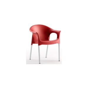Sillón NILO, aluminio, apilable, polipropileno rojo*