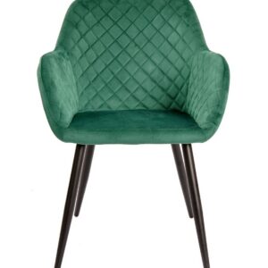 Sillón ROLANDO, metal, tapizado velvet 56 verde oscuro