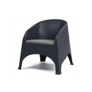 Sillón SURF, apilable, polipropileno antracita, cojín gris