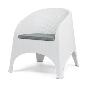 Sillón SURF, apilable, polipropileno blanco, cojín gris