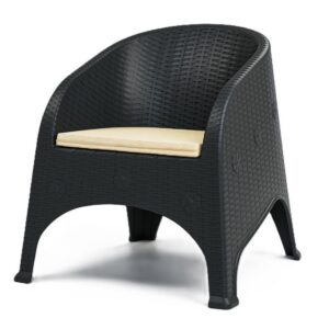 Sillón SURF, apilable, polipropileno marrón chocolate, cojín beige