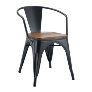 Sillón TOL EK WOOD, acero, negro, asiento madera