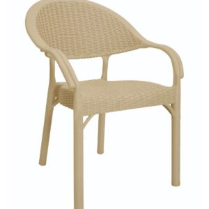 Sillón TORREMOLINOS, apilable, patas metálicas, polipropileno capuccino