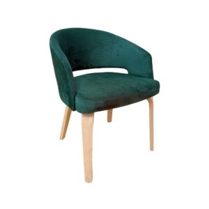 Sillón VISEU, contrachapado de madera de hevea, natural, velvet verde oscuro