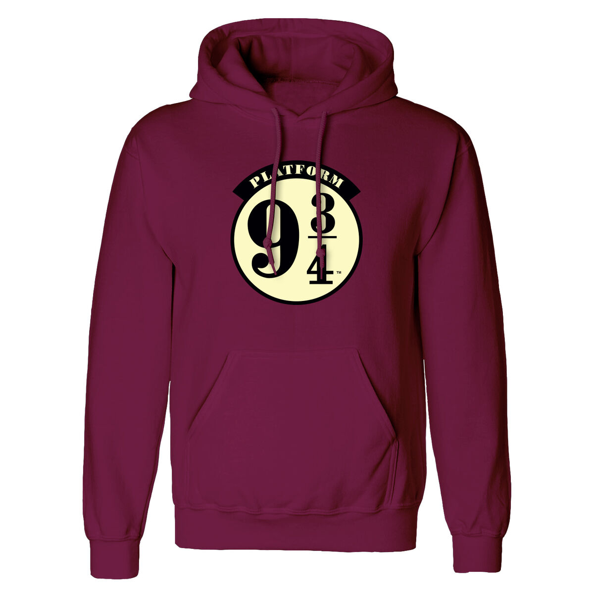 Sudadera con Capucha Unisex Harry Potter Platform 9 and 3 Quarters Burdeos (Tallas: S-M-L-XL-XXL)