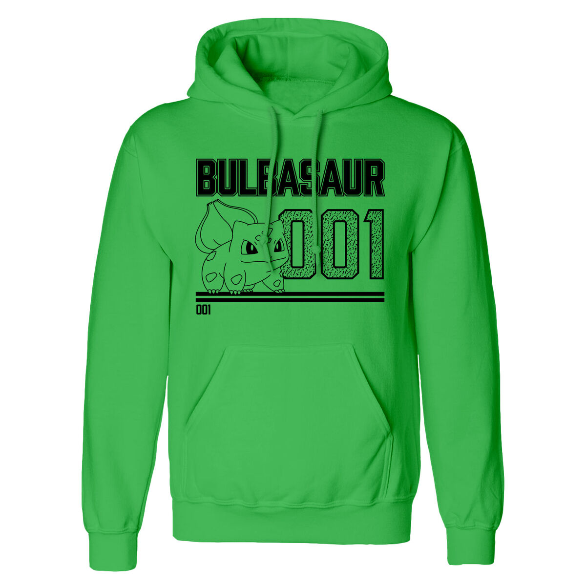 Sudadera con Capucha Unisex Pokémon Bulbasaur Line Art Verde (Tallas: S-M-L-XL-XXL)