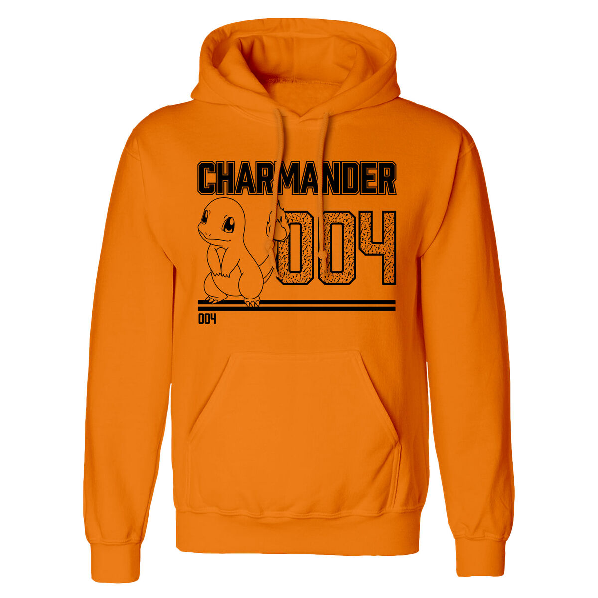 Sudadera con Capucha Unisex Pokémon Charmander Line Art Naranja (Tallas: S-M-L-XL-XXL)